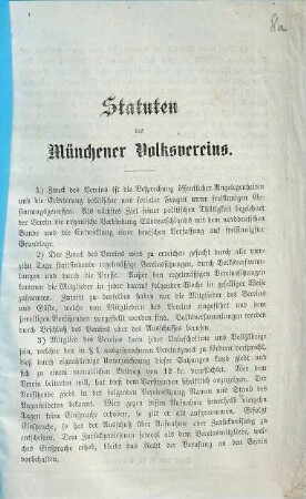 Statuten des Münchener Volksvereins
