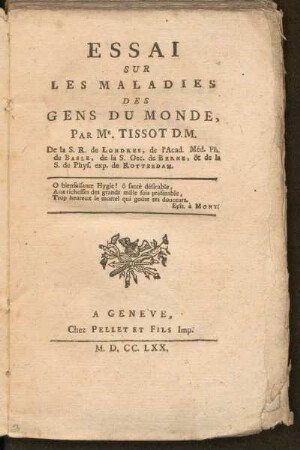 Essai Sur Les Maladies Des Gens Du Monde