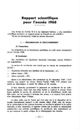 255-260, Rapport scientifique pour l'année 1968
