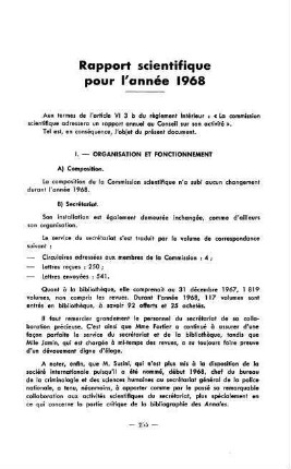 255-260, Rapport scientifique pour l'année 1968