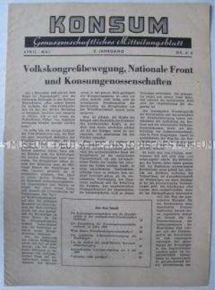 Mitteilungsblatt der Konsum-Genossenschaften der Sowjetischen Besatzungszone u.a. zur Volkskongressbewegung