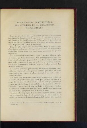 Sur Le Genre Planchonella, Ses Affinités Et Sa Répartition Géographique.