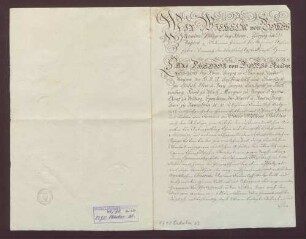 Pfalzgraf Wilhelm von Birkenfeld erteilt seinen agnatischen Konsens zur Aufnahme von 1.000.000 Gulden durch Kurpfalz (GLA 43 Nr. 638).