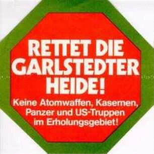 Handzettel der DKP gegen die Stationierung von Atomwaffen in der Garlstedter Heide