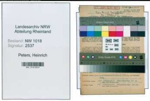 Entnazifizierung Heinrich Peters , geb. 24.03.1909 (Techniker)