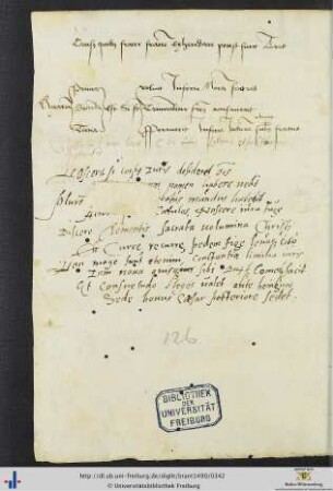 Handschriftliche Merkverse