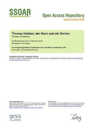 Thomas Hobbes: der Mann und der Denker
