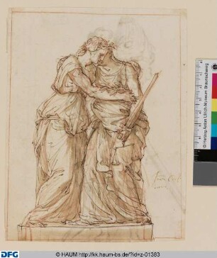 Trauernde Allegorien des Friedens und der Gerechtigkeit