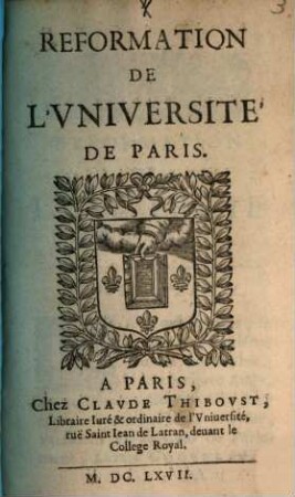 Reformation de l'Université de Paris