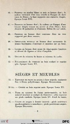 Sièges et Meubles (Nr. 53-103)