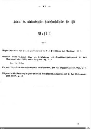 Staatshaushaltsplan 1929, Heft 1