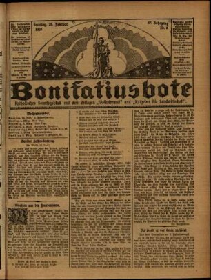 Erste Ausgabe vom Sonntag, den 29. Februar 1920.