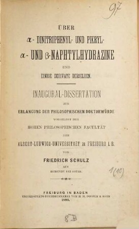 Über alpha-Dinitrophenyl- und Pikryl-alpha- und beta-Naphtylhydrazine und einige Derivate derselben