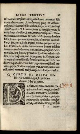 Q. Curtii De Rebus Gestis Alexandri Magni, Regis Macedonum, Liber Quartus.