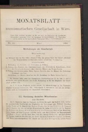 Nr. 10. Mai 1884