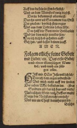 Folgen etliche feine Gebete und Lieder ...