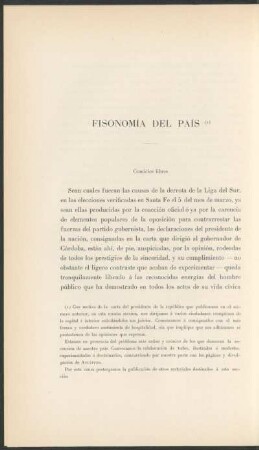Fisonomía del país : Comicios libres