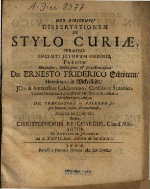 Dissertationem De Stylo Curiae