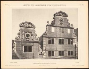 Haus Langenstraße, Bremen: Ansicht Giebel (aus: Blätter für Architektur und Kunsthandwerk, 10. Jg., 1897, Tafel 103)