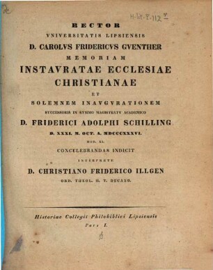 Historiae Collegii Philobiblici Lipsiensis. 1. (1836)