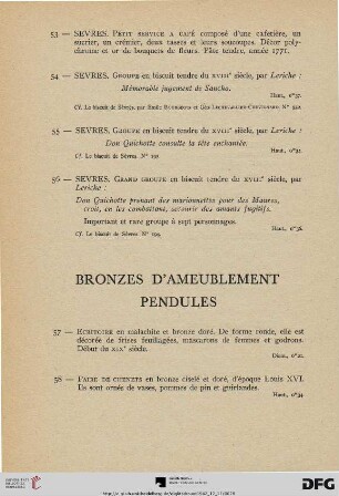 Bronzes d’Ameublement Pendules (Nr. 57-70)