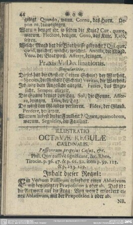 Illustratio Octavae Regulae Cardinalis. Passivorum proprius Casus, [et]c.