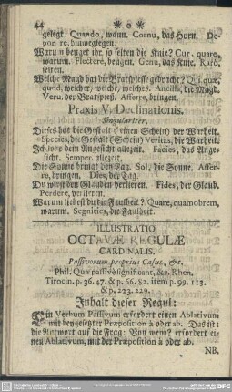 Illustratio Octavae Regulae Cardinalis. Passivorum proprius Casus, [et]c.