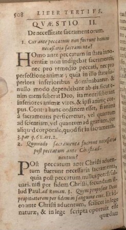 Qvaestio II. De necessitate sacramentorum.