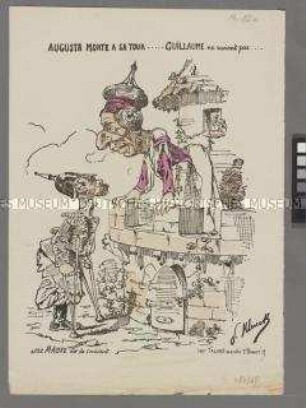 AUGUSTA MONTE A SA TOUR (Augusta steigt auf den Turm... Wilhelm kommt nicht zurück) - Karikatur zu Wilhelm I.