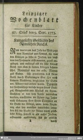 97. Stück den 9. Sept. 1773