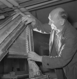 Begutachtung eines Cembalos