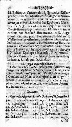 Seculum V. [Das fuenffte Jahr-Hundert]