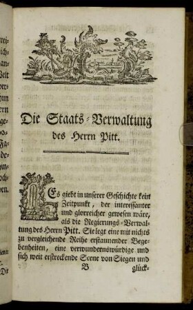 Die Staats-Verwaltung des Herrn Pitt.