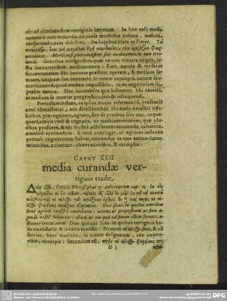 Caput XXII. media curandae vertiginis tradit