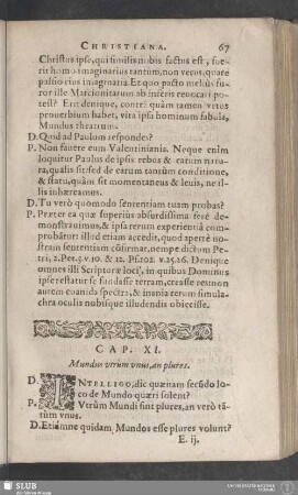 Cap. XI. Mundus utrùm unus, an plures