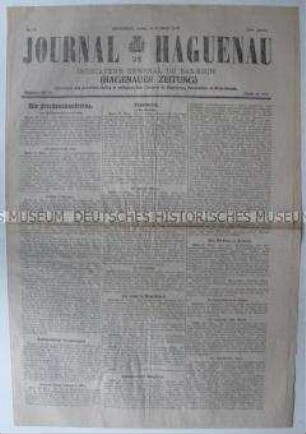 Zweisprachige elsässer Tageszeitung u.a. zum Stand der Friedenskonferenz nach dem 1. Weltkrieg