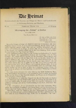 Nr. 10 Neumünster, Oktober 1958 65. Jahrgang