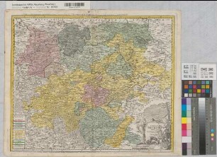 Thüringen (Landgrafschaft) Territorialkarte Landgraviatus Thuringiae tabula generalis 1738 4 dt. Meilen = 8,4 cm 46,5 x 56 farb. Kupferstich: Homanns Erben, Nürnberg Friedrich Christian Lesser B I Nr. 15