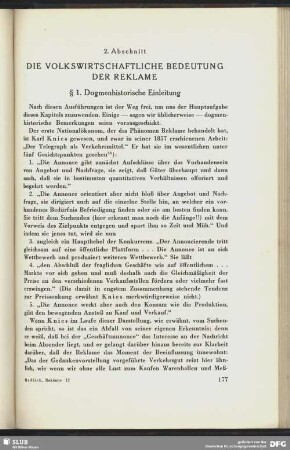 2. Abschnitt. Die volkswirtschaftliche Bedeutung der Reklame