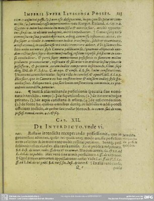 Cap. XII. De Interdicto, unde vi