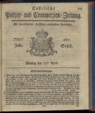 16tes Stueck, Montag den 15ten April 1799
