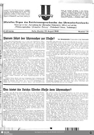 Was bietet die Reichs-Werbe-Messe dem Uhrmacher?