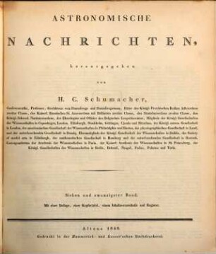 Astronomische Nachrichten = Astronomical notes. 27, 27. 1848