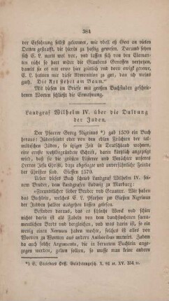Landgraf Wilhelm IV. über die Duldung der Juden
