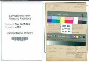 Entnazifizierung Wilhelm Duempelmann , geb. 10.10.1891 (Pfoertner)