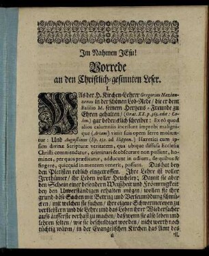 Vorrede an den Christlich-gesinnten Leser.