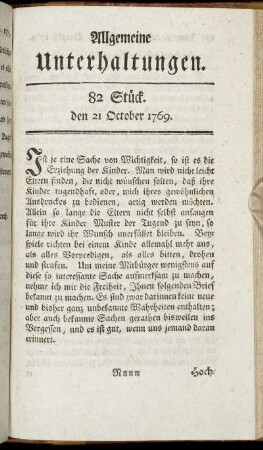 82 Stück. d. 21. October 1769.