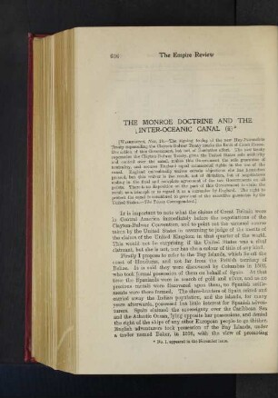 The Monroe Doctrine and the Inter-Oceanic Canal.