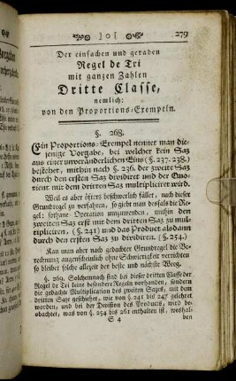 Der einfachen und geraden Regel de Tri mit ganzen Zahlen Dritte Classe, nemlich: von den Proportions-Exempeln.