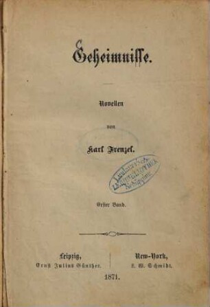 Geheimnisse : Novellen, 1
